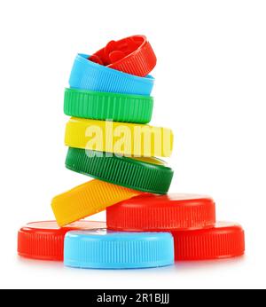 Plastic bottle caps isolated on white background Stock Photo - Alamy