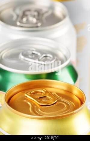 Composition with beer cans. Alcoholic beverages Stock Photo