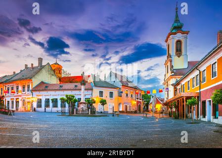 Szentendre, Hungary. City of arts near by Budapest, famous and beautiful historical downtown, Danube riverbank. Fo Ter, Main Square Stock Photo