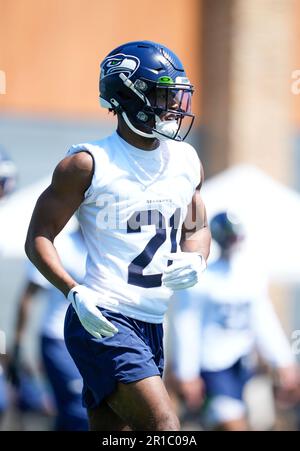 Seattle Seahawks cornerback Devon Witherspoon (21) talks with cornerback  Lance Boykin (29) during the NFL football team's rookie minicamp, Friday,  May 12, 2023, in Renton, Wash. (AP Photo/Lindsey Wasson Stock Photo - Alamy