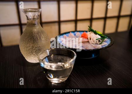 Delicious Sake at Japanese Izakaya Stock Photo