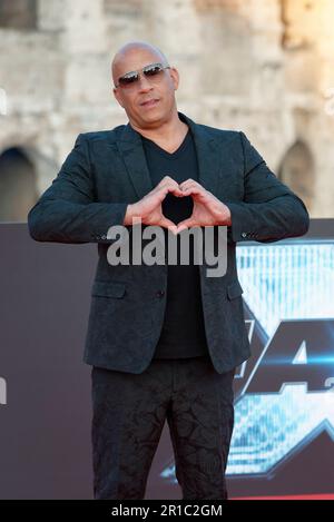 Vin Diesel attends the 'Fast X' Premiere at Colosseo on May 12, 2023 in Rome, Italy. Stock Photo