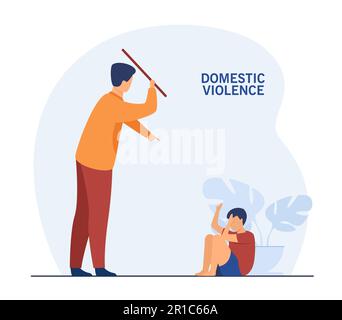 Father punishing his child at home Stock Vector