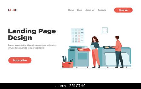 Print house workers using computers Stock Vector
