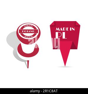 Set of various Made in Poland labels isolated on white background, vector illustration. Stock Vector