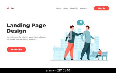 Man asking question other man in park Stock Vector