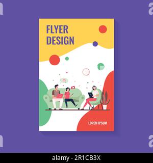 Parents couple and kid using gadgets Stock Vector