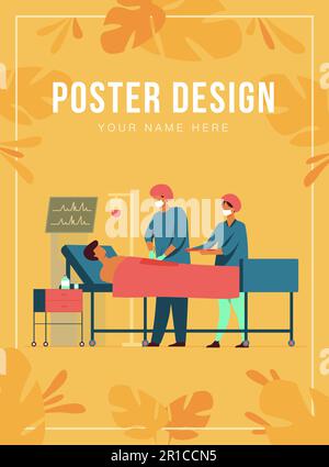 Surgeons team surrounding patient on operation table Stock Vector