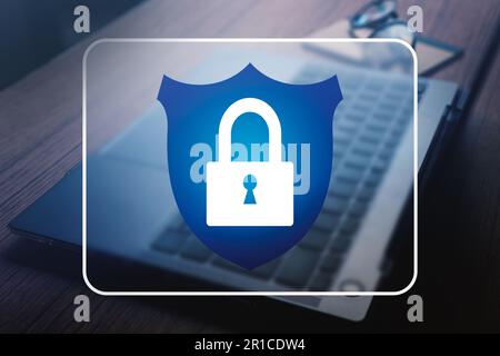 Internet security shield concept. Cyber security data protection business technology. Stock Photo