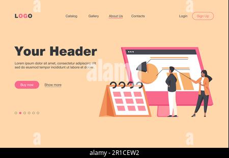 Young tiny analysts preparing monthly report Stock Vector