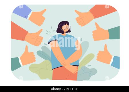 Happy woman getting public approval Stock Vector