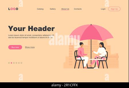 Young people sitting in street cafe and talking Stock Vector