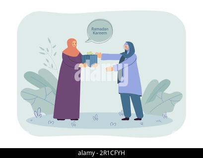 Muslim woman giving present to friend or mother Stock Vector