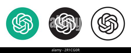 Set ChatGPT black logo on white background. Vector illustration Stock Vector