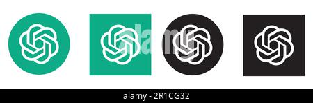 Set ChatGPT black logo on white background. Vector illustration Stock Vector