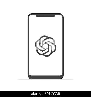 ChatGPT logo on the OpenAI website on a smartphone. flat design. Vector illustration Stock Vector