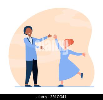 Boy And Girl Children Dancing Together Set Vector Stock Vector Image ...