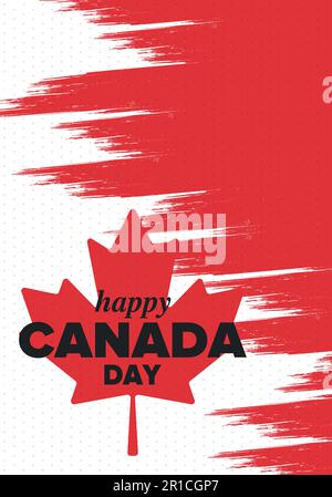 Happy Canada Day. National holiday, celebrated in July 1. Canadian flag. Maple leaf. Independence and freedom poster. Vector illustration Stock Vector