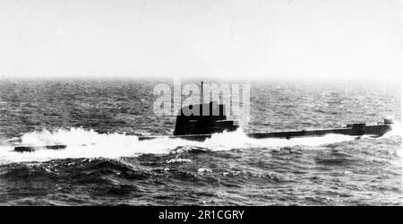 HMS Taciturn P334 a T Class British Royal Navy submarine. Stock Photo