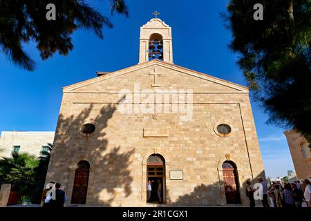 Jordan. Madaba. The Greek Orthodox Basilica of Saint George, the Church of the Map Stock Photo