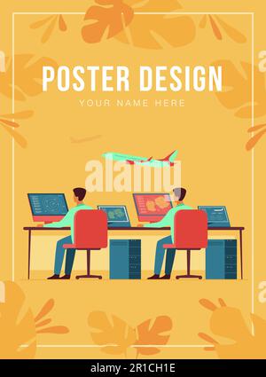 Flight control center isolated flat vector illustration Stock Vector