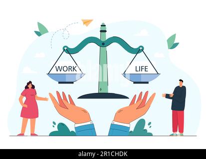 Man balancing life and work on scales Stock Vector