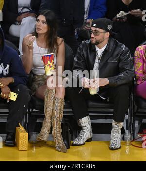 Kendall Jenner and Bad Bunny sit court side as they attend Game 6 of the Western Conference semifinals at Crypto.com Arena in Los Angeles on Friday, May 12, 2023. Photo by Jim Ruymen/UPI Stock Photo