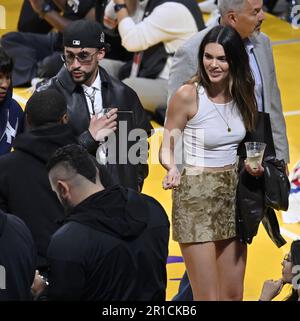 Kendall Jenner and Bad Bunny attend Game 6 of the Western Conference semifinals at Crypto.com Arena in Los Angeles on Friday, May 12, 2023. Photo by Jim Ruymen/UPI Stock Photo