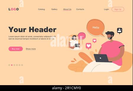 Girl and guy in love chatting online Stock Vector