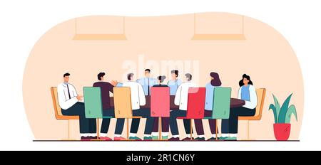 Business people or politicians sitting around table in boardroom Stock Vector