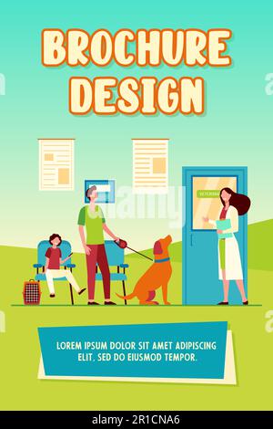 Queue of people with pets at vet room Stock Vector