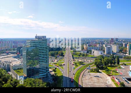 Bratislava Slovakia - September 03, 2019: View from UFO Observation Deck to Panonska road Stock Photo