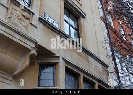 Harley street london, UK street  close up name plate on wall Stock Photo