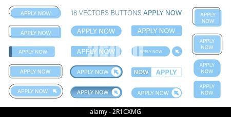 Apply now button in flat style for application. Click button business concept Stock Vector