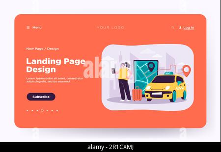 Person ordering cab to airport online Stock Vector
