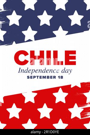 Chile Independence Day. Happy national holiday Fiestas Patrias. Freedom day. Celebrate in September 18. Chile flag. Patriotic design. Vector poster Stock Vector