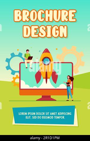 Tiny character launching startup rocket Stock Vector Image & Art - Alamy