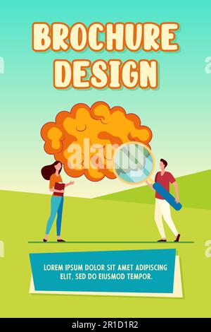 Two tiny characters examining big cloud Stock Vector