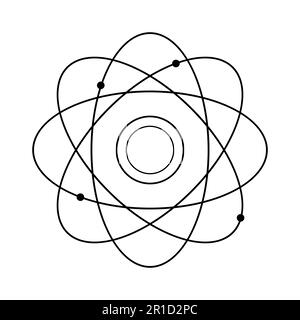 Atomic nucleus sign symbol. atom icon in black and white. Stock Photo