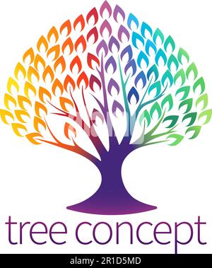 Rainbow Tree Abstract Stylised Concept Design Icon Stock Vector