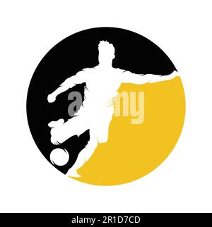 Soccer and Football Player logo design. Dribbling ball logo vector icon design. Stock Vector
