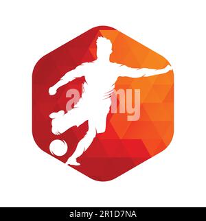 Soccer and Football Player logo design. Dribbling ball logo vector icon design. Stock Vector
