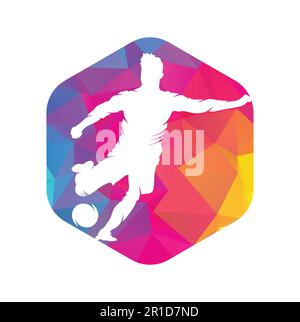 Soccer and Football Player logo design. Dribbling ball logo vector icon design. Stock Vector