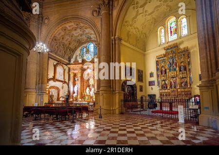 Chapel of Saint Barbara and Chapel of the Incarnation (Capilla de la Encarnacion) at Malaga Cathedral - Malaga, Andalusia, Spain Stock Photo