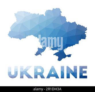 Low poly map of Ukraine. Geometric illustration of the country. Ukraine polygonal map. Technology, internet, network concept. Vector illustration. Stock Vector