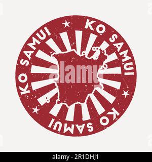 Ko Samui stamp. Travel red rubber stamp with the map of island, vector illustration. Can be used as insignia, logotype, label, sticker or badge of the Stock Vector