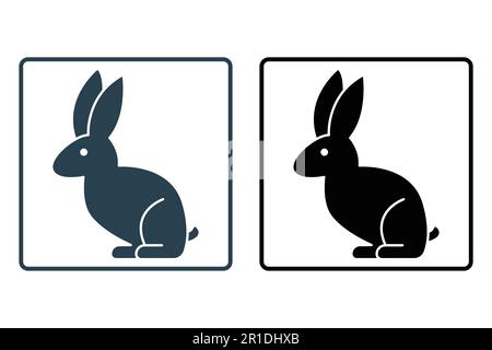 Rabbit icon illustration. Solid icon style. icon related to pet. Simple vector design editable Stock Vector