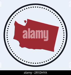 Washington icon. Round logo with US state map and title. Stylish ...