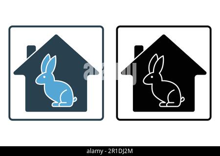 Rabbit pet house icon. Solid icon style. icon related to pet care. Simple vector design editable Stock Vector