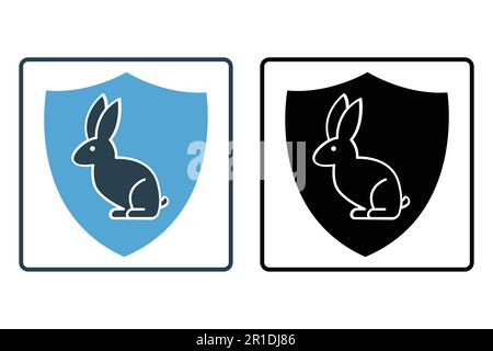 Animal health insurance icon. Solid icon style. Pet protection. rabbit icon illustration. Simple vector design editable Stock Vector